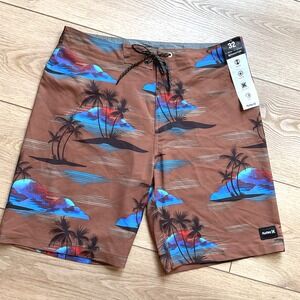 Hurley Phantom‎ Board Shorts Tropical Print Quick Dry 4-Way Stretch Size 32 NWT